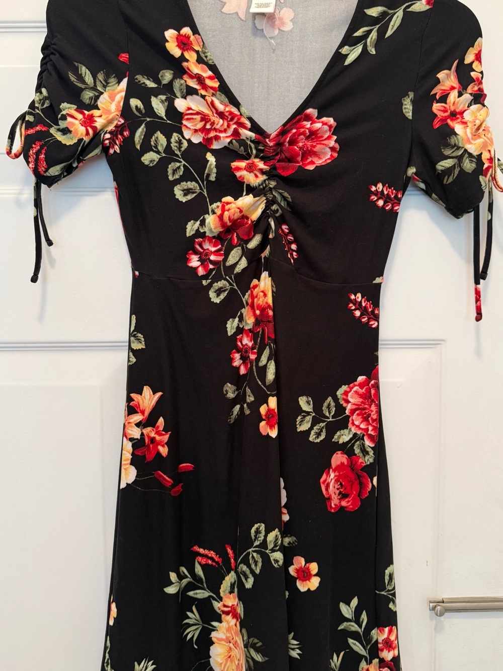 Dress Black,Red & Yellow Floral Print